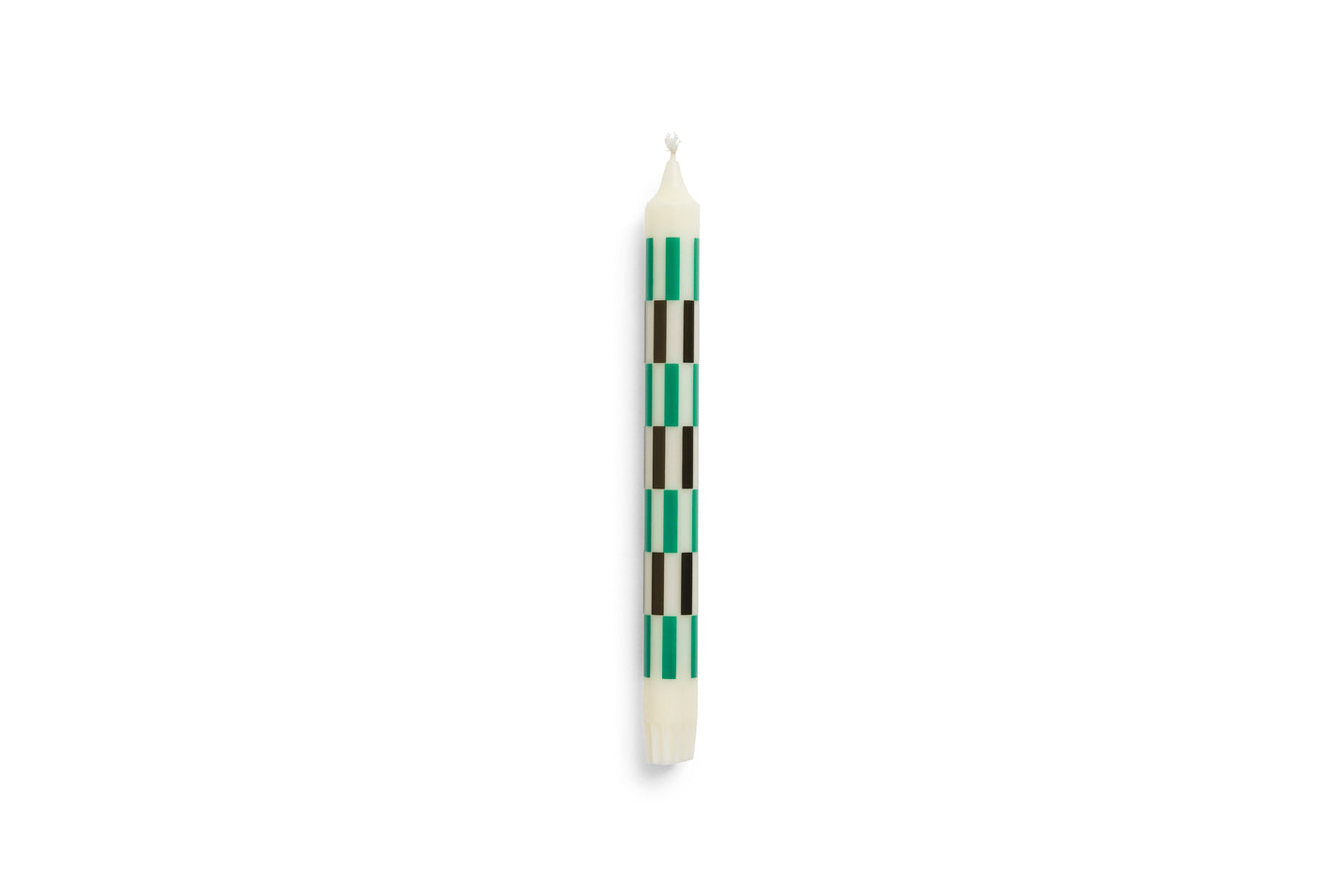 Pattern Candle, Off-white, green and black check 24 stk.