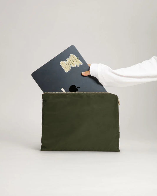 Computer Sleeve in recycled nylon, Dark green