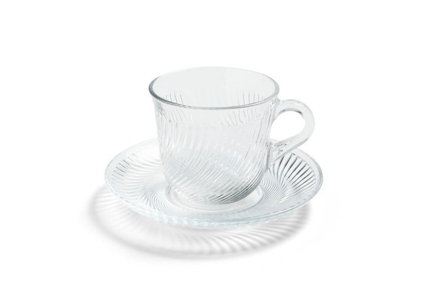 Pirouette Cup and Saucer Clear (Sæt af 6)