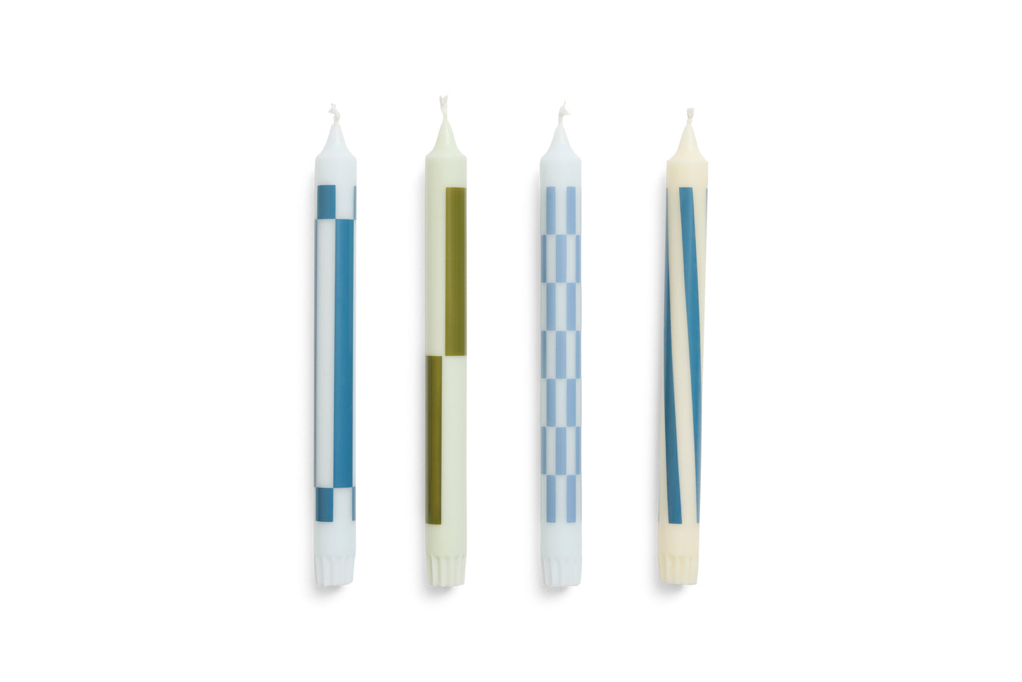 Pattern Candle Green and blues, Set of 4