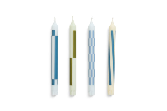 Pattern Candle Green and blues, Set of 4