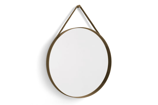 Strap Mirror No 2  Ø70 Light brown